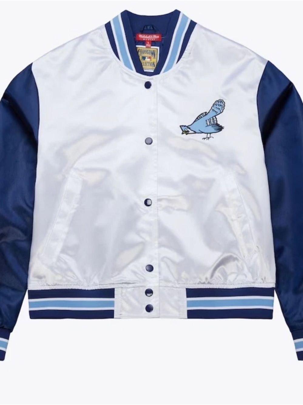 Mitchell & Ness Women's Philadelphia Phillies White Cropped Satin Jacket Size L